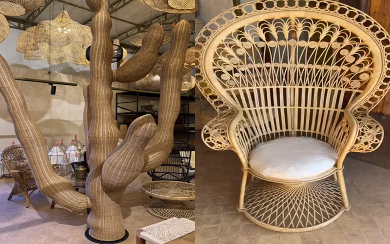 Showroom – Lampadaire en rotin